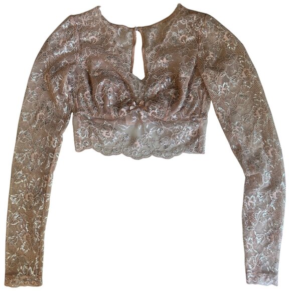 EUC! VS Dream Angels Allure Evening Blush Shimmer Long Sleeve Bra Top Size XS - Picture 5 of 16